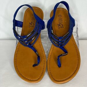 Rouge Helium Elastic Band Thong Blue Sandals Women’s Size 7